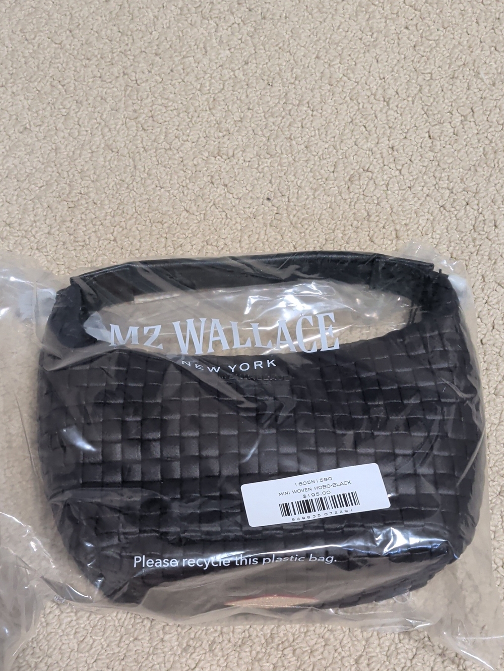 MZ WALLACE Black Woven Mini Hobo Bag